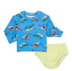 Wonder Nation Baby Boy Long Sleeve Rash Guard and Diaper Cover Set
